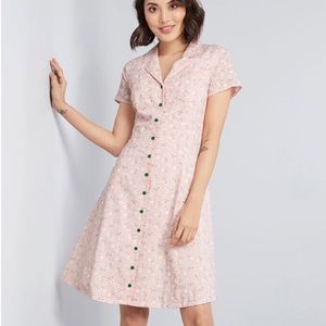 ModCloth button up T-shirt dress in pink floral